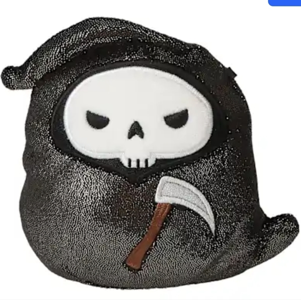 🎃 OTTO 💀 5" Glitter Black & White Grim Reaper Halloween 2025 Squishmallow NWT